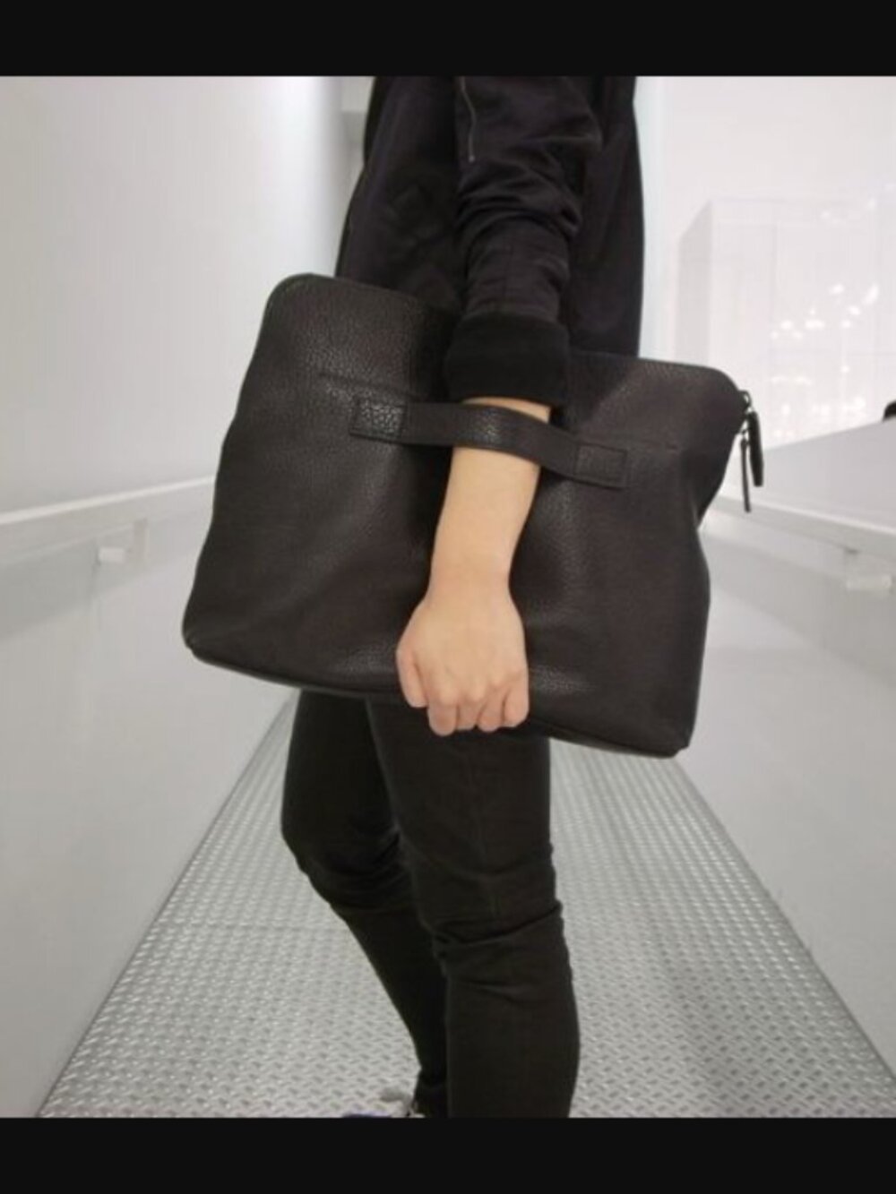 3.1 Phillip Lim Large Dark Blue Leather 31 Minute Portfolio Clutch Tote Bag - Picture 8 of 8